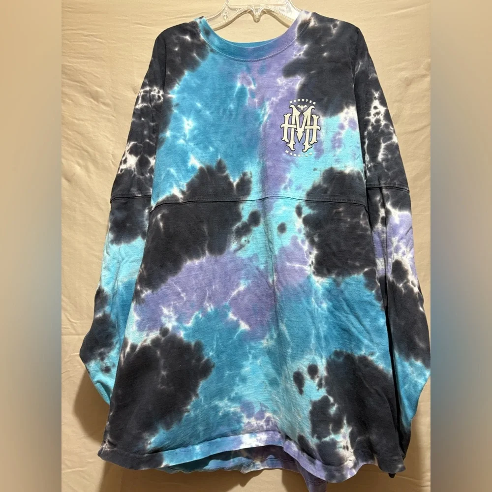 Disney Haunted Mansion Tie-Dye Long Sleeve Shirt - Black, Blue & Purple Size XL - Picture 5 of 12
